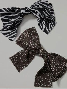 XL Oversized Hair Bow Set of 2 Coquette Zebra Leopard Anthropologie NWT
